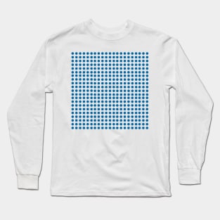 Blue Polka Dots on White Background Long Sleeve T-Shirt